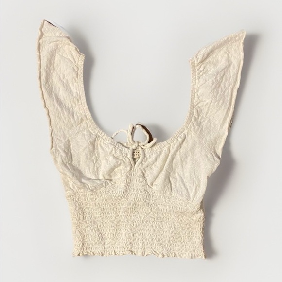 Billabong White Smocked Tank Top with Tie Front Size Small - Picture 1 of 5
